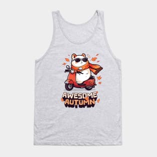 Awesome Autumn Fall Hamster on Wheels Tank Top